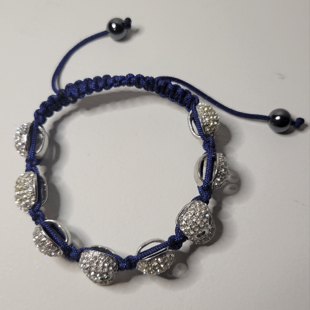 Skulls Crystals Macreme Bracelet - Picture 2 of 2